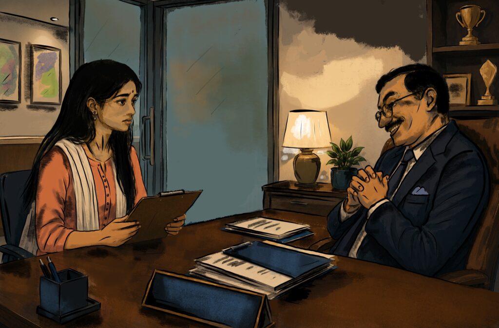 Cheryl's interview and Dutta. Sly man/young woman
